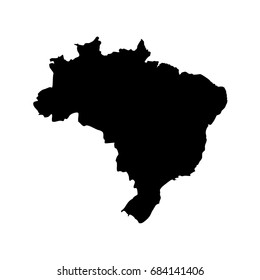 Vector illustration black map silhouette with Federative Republic of Brazil .