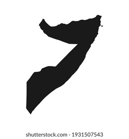 Ilustración vectorial del Mapa Negro de Somalia sobre fondo blanco