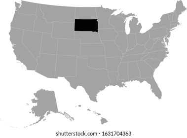vector illustration of Black map of South Dakota