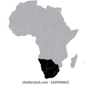 ilustración vectorial del Mapa Negro de los países de Sudáfrica