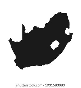 Vector Illustration Of The Black Map Of South Africa On White Background