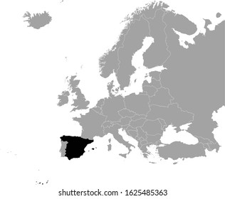 vector illustration of Black map of Spain