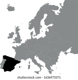 vector illustration of black map of Spain