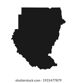 Vector Illustration of the Black Map of Sudan on White Background