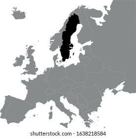 vector illustration of black map of Sweden