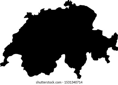 vector illustration of Black map of Switzerland