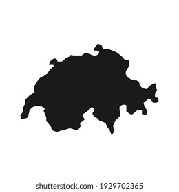 Vektorgrafik der Schwarzen Karte der Schweiz auf weißem Hintergrund