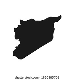 Vector Illustration of the Black Map of Syria on White Background