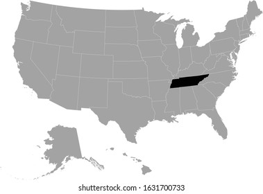 vector illustration of Black map of Tennessee