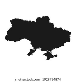 Vector Illustration of the Black Map of Ukraine on White Background