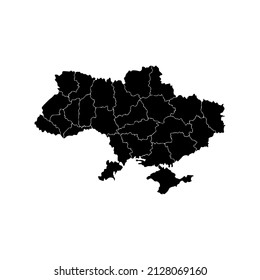 Vector Illustration of the Black Map of Ukraine on White Background