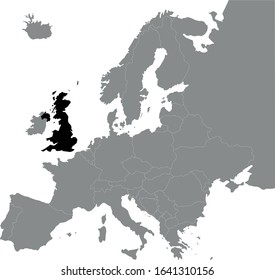 vector illustration of black map of United Kingdom