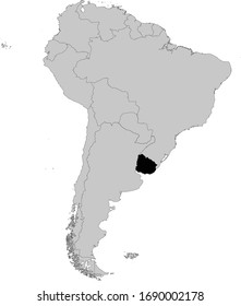 vector illustration of Black Map of Uruguay