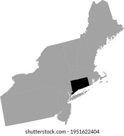 Vector Illustration Of Black Map Of US Federal State Of Connecticut Inside The Map Of Northeast Region Of USA
