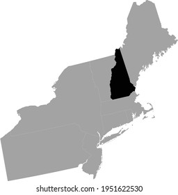 Vector Illustration Of Black Map Of US Federal State Of New Hampshire Inside The Map Of Northeast Region Of USA