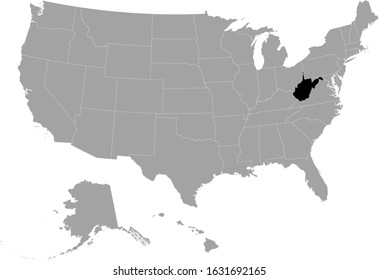 vector illustration of Black map of West Virginia