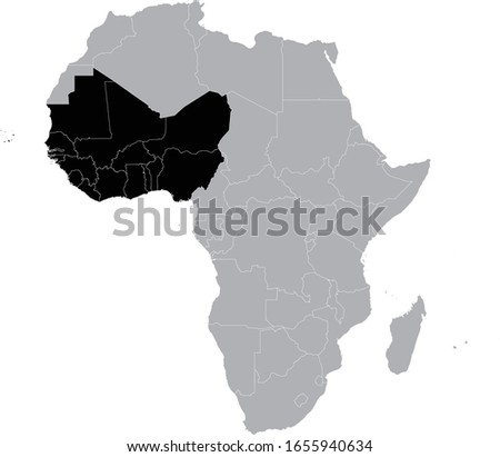 vector illustration of Black Map of West Africa countries