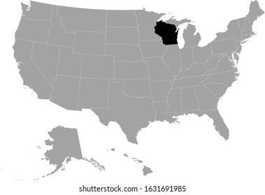 vector illustration of Black map of Wisconsin