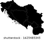 vector illustration of Black map of Yugoslavia on white background