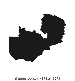 Ilustración vectorial del Mapa Negro de Zambia sobre fondo blanco