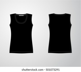 Vector illustration of black men T-shirt without sleeve on grey background