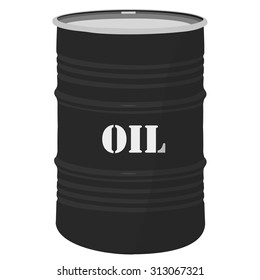 Vector illustration of black metal oil barrel icon. Oil industries