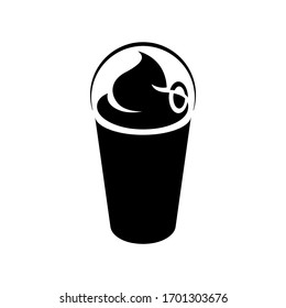 Vector Illustration of Black Milkshake with a Lid Icon isolated on a White Background