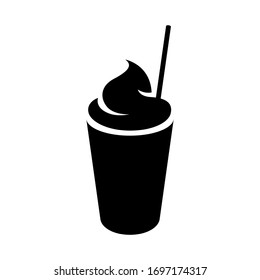 Vector Illustration of Black Milkshake with a Straw Icon isolated on a White Background