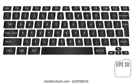 Vector illustration of black modern laptop keyboard