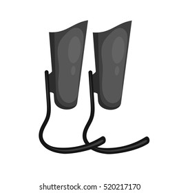 Vector illustration of a black modern prosthetic leg. Prostheses for runners Paralympians. Cartoon style prostheses