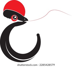 Vector illustration. Black Monster on a white Background.