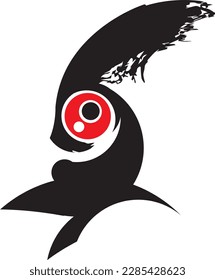 Vector illustration. Black Monster on a white Background.