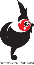 Vector illustration. Black Monster on a white Background.