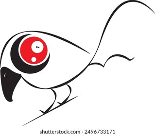 Vector illustration. Black Monster ฺBird on a white Background. Cute Black Monster. Monsters with Different Emotions.