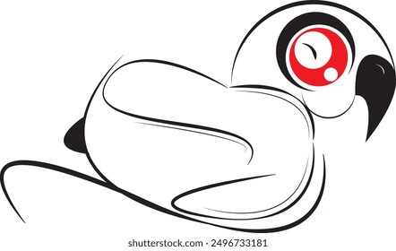 Vector illustration. Black Monster ฺBird on a white Background. Cute Black Monster. Monsters with Different Emotions.