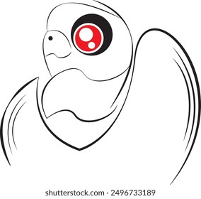 Vector illustration. Black Monster ฺBird on a white Background. Cute Black Monster. Monsters with Different Emotions.