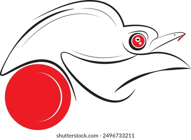 Vector illustration. Black Monster ฺBird on a white Background. Cute Black Monster. Monsters with Different Emotions.