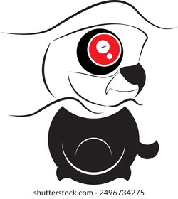 Ilustración vectorial. Monstruo negro sobre un fondo blanco. Monstruo negro lindo. Monstruos con diferentes emociones.