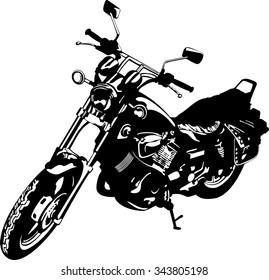 Vector illustration of black motorcycle on a white background