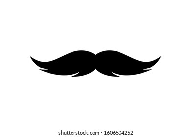 Vector illustration of black moustache on white background. Vector icon