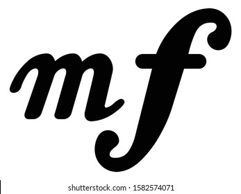 vector illustration of Black music dynamic Mezzo-forte symbol on white background