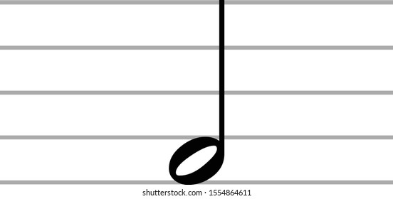vector illustration of black music half note on ledger lines