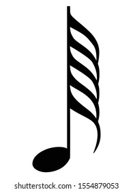 vector illustration of black music hundred twenty eighth note on white background