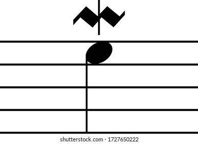 Vector Illustration Of Black Music Lower Mordent Note On Staff Lines