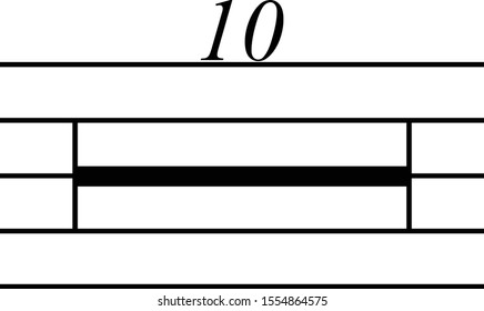 vector illustration of black music multi measure rest on staff lines