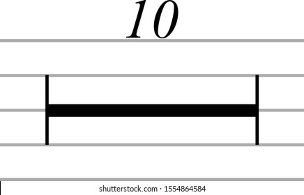 vector illustration of black music multi measure rest on ledger lines