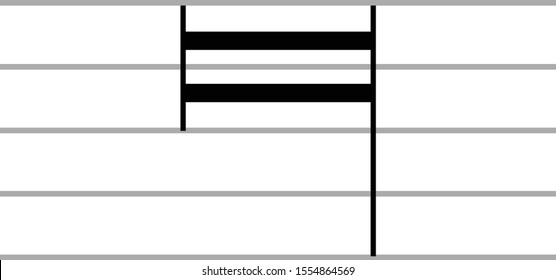 vector illustration of black music octuple whole note on ledger lines