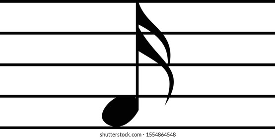 vector illustration of black music sixteenth note on staff lines