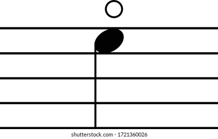 vector illustration of Black music symbol of Open note on staff lines