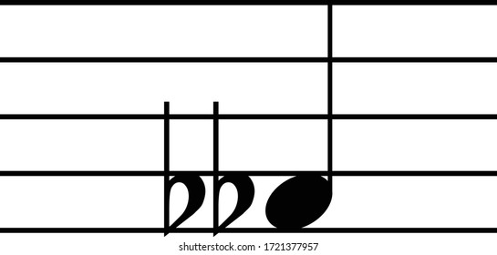 vector illustration of Black music symbol of Double flat note on staff lines
